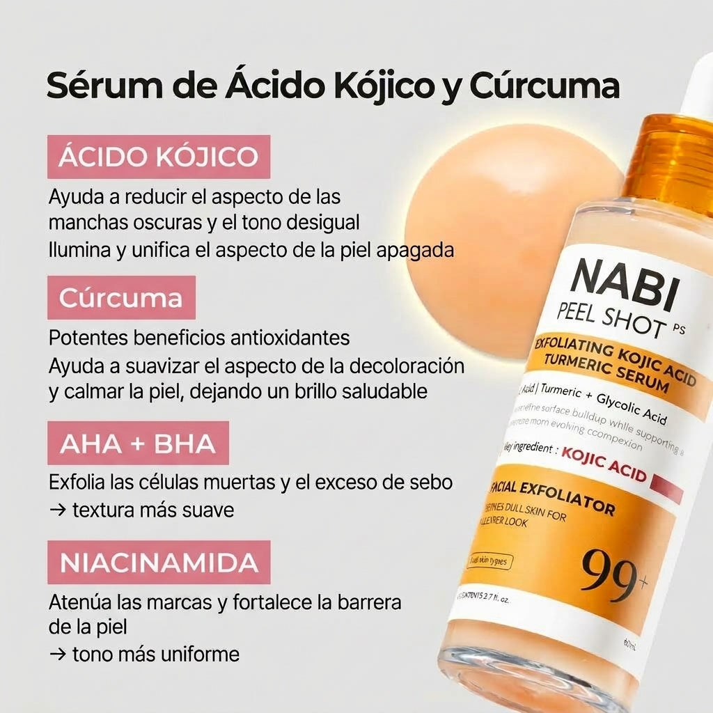 NABI Spray Exfoliante Peel Shot con Ácido Kójico y Cúrcuma, 200mL